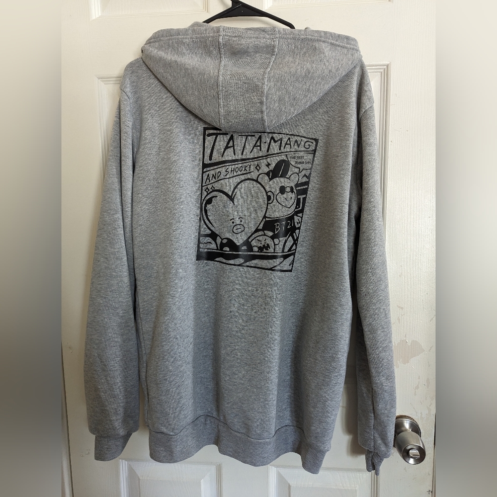 BTS Grey BT21 zip-up hoodie XL